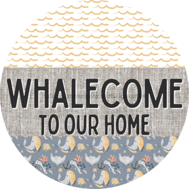 Door Hanger, Funny Nautical Sign, Whalecome Sign, Whale Sign, Beach Sign, Turtle Sign, 18